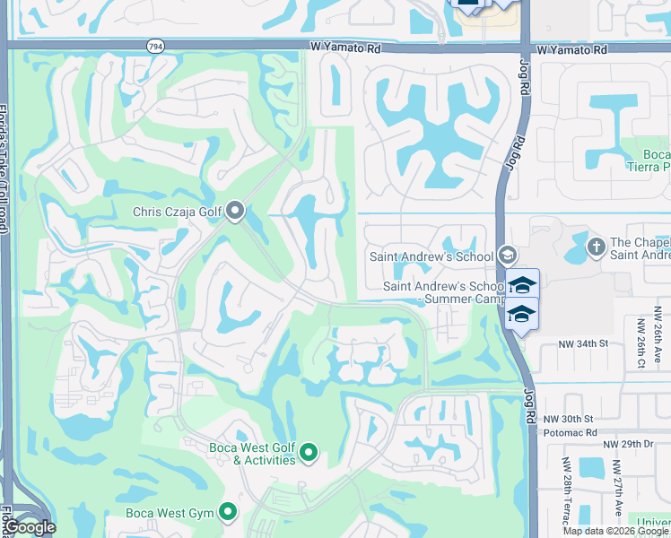 map of restaurants, bars, coffee shops, grocery stores, and more near 19970 Sawgrass Lane in Boca Raton