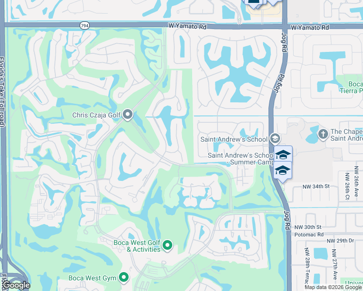 map of restaurants, bars, coffee shops, grocery stores, and more near 19970 Sawgrass Lane in Boca Raton