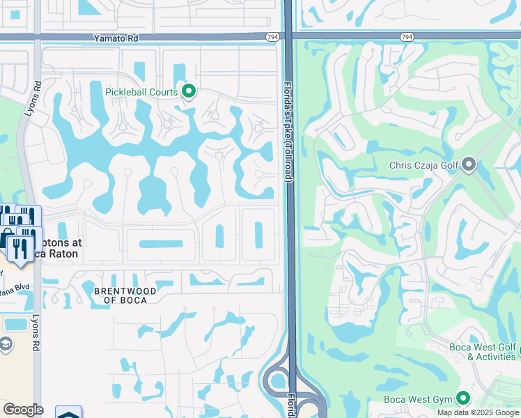 map of restaurants, bars, coffee shops, grocery stores, and more near 616 Fanshaw O in Boca Raton