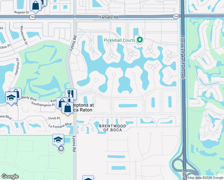 map of restaurants, bars, coffee shops, grocery stores, and more near 3004 Cornwall East in Boca Raton
