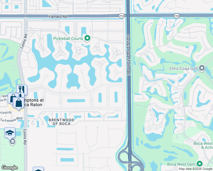 map of restaurants, bars, coffee shops, grocery stores, and more near 8240 Century Village Boulevard in Boca Raton