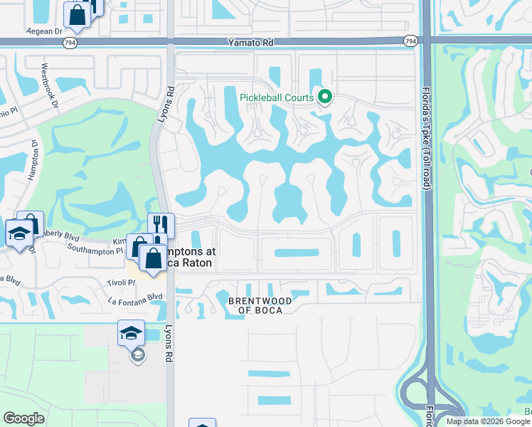 map of restaurants, bars, coffee shops, grocery stores, and more near 3004 Cornwall East in Boca Raton