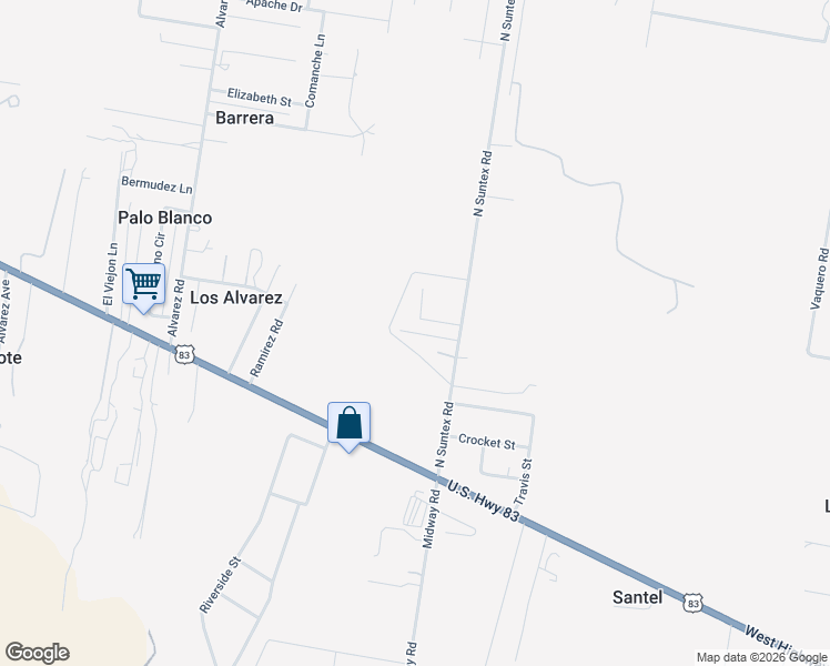 map of restaurants, bars, coffee shops, grocery stores, and more near 40 Bellas Lane in Rio Grande City