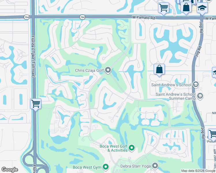 map of restaurants, bars, coffee shops, grocery stores, and more near 19624 Oakbrook Circle in Boca Raton
