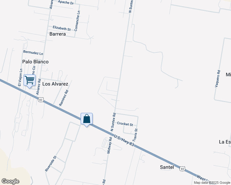 map of restaurants, bars, coffee shops, grocery stores, and more near 67 North Suntex Road in Rio Grande City