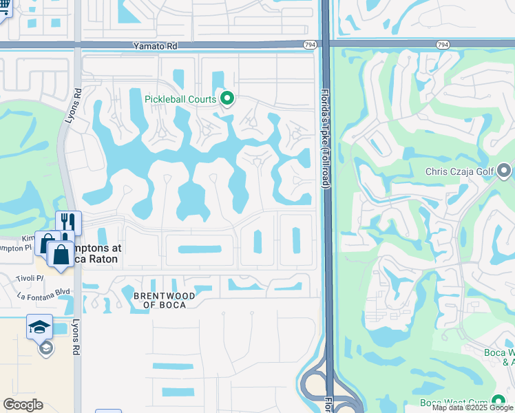 map of restaurants, bars, coffee shops, grocery stores, and more near 1099 Guildford East in Boca Raton