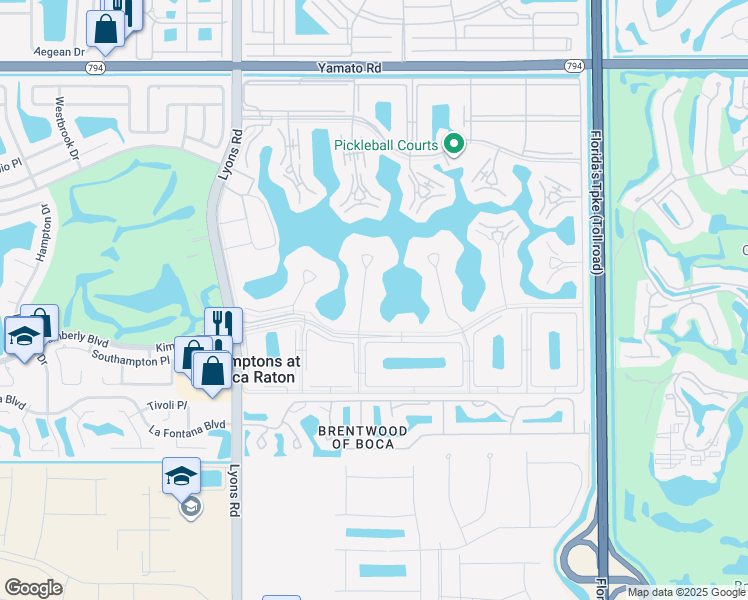 map of restaurants, bars, coffee shops, grocery stores, and more near 3004 Cornwall East in Boca Raton