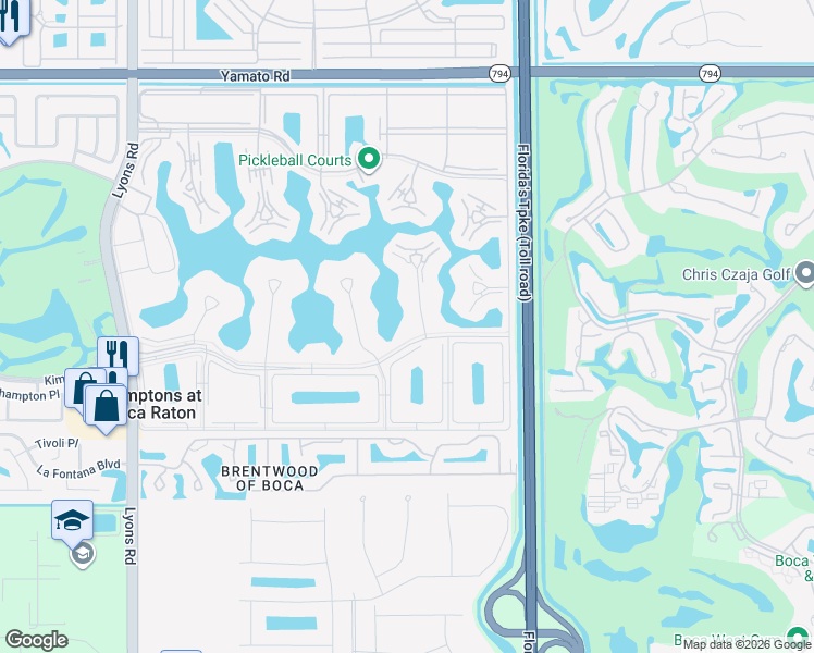 map of restaurants, bars, coffee shops, grocery stores, and more near 521-595 Century Village Boulevard in Boca Raton