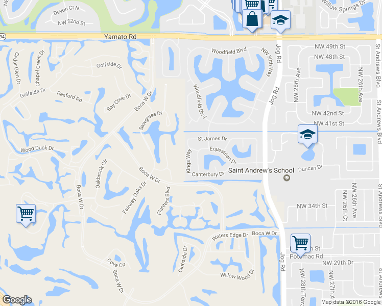 map of restaurants, bars, coffee shops, grocery stores, and more near 3790 Kings Way in Boca Raton
