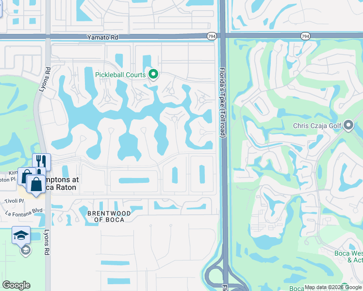 map of restaurants, bars, coffee shops, grocery stores, and more near 1099 Guildford East in Boca Raton