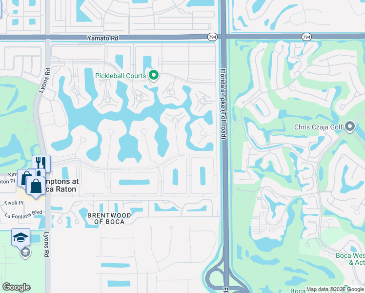 map of restaurants, bars, coffee shops, grocery stores, and more near 1099 Guildford East in Boca Raton