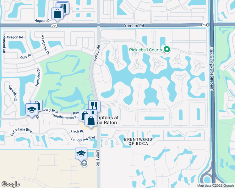 map of restaurants, bars, coffee shops, grocery stores, and more near 4064 Ainslie Drive in Boca Raton