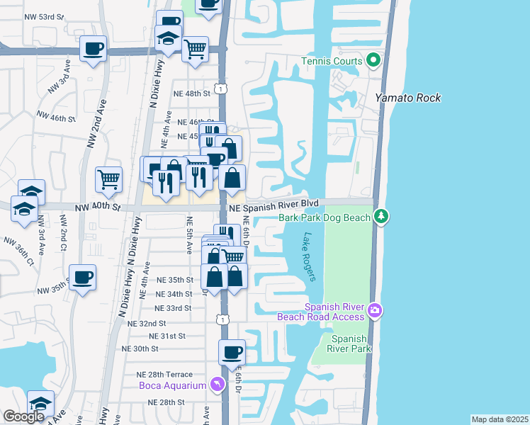 map of restaurants, bars, coffee shops, grocery stores, and more near 4001 Ibis Point Circle in Boca Raton