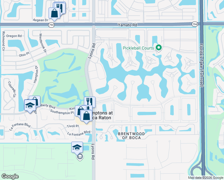 map of restaurants, bars, coffee shops, grocery stores, and more near 2056 Ainslie Drive in Boca Raton