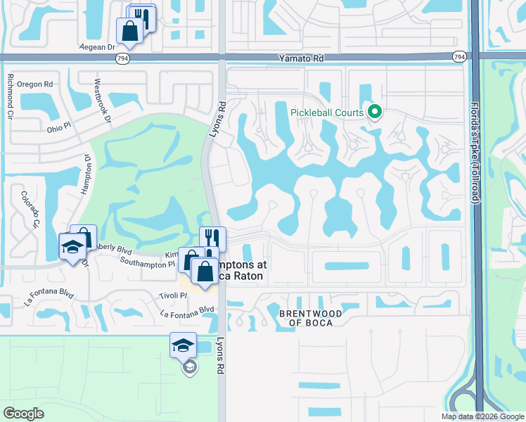 map of restaurants, bars, coffee shops, grocery stores, and more near 2056 Ainslie Drive in Boca Raton