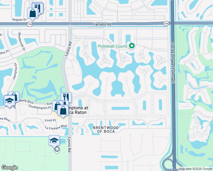 map of restaurants, bars, coffee shops, grocery stores, and more near 4076 Cornwall East in Boca Raton