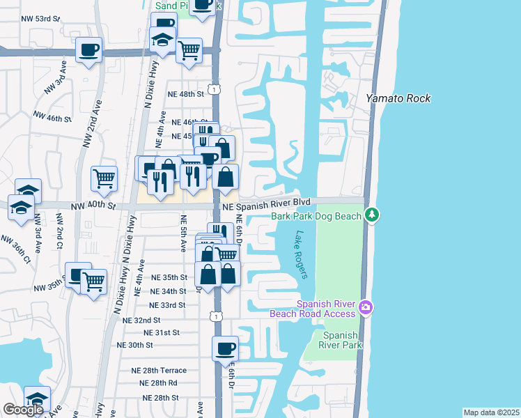 map of restaurants, bars, coffee shops, grocery stores, and more near 4001 Ibis Point Circle in Boca Raton