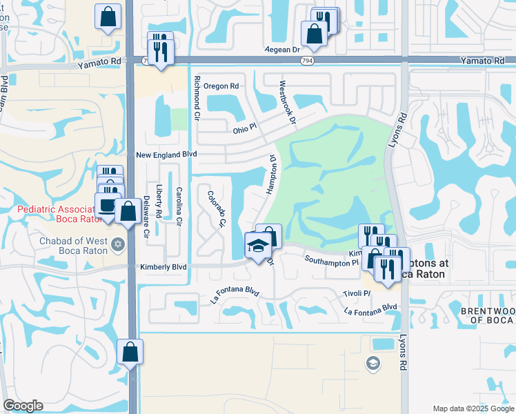 map of restaurants, bars, coffee shops, grocery stores, and more near 9554 Newport Road in Boca Raton