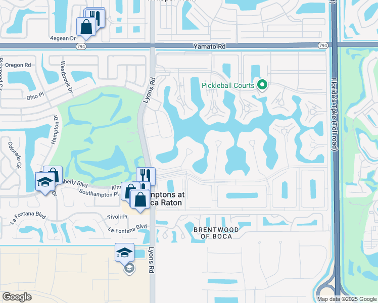 map of restaurants, bars, coffee shops, grocery stores, and more near 2056 Ainslie Drive in Boca Raton