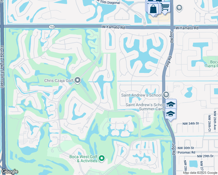 map of restaurants, bars, coffee shops, grocery stores, and more near 20060 Sawgrass Lane in Boca Raton