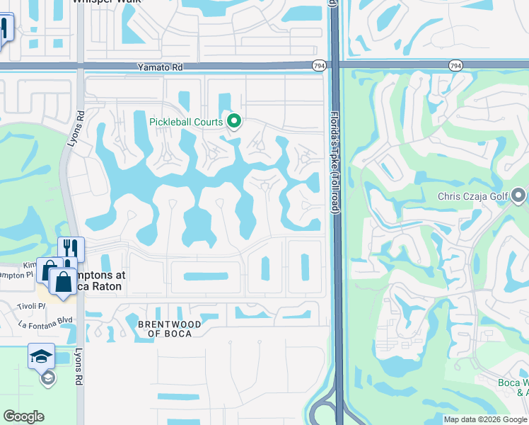 map of restaurants, bars, coffee shops, grocery stores, and more near 1054 Guildford C in Boca Raton