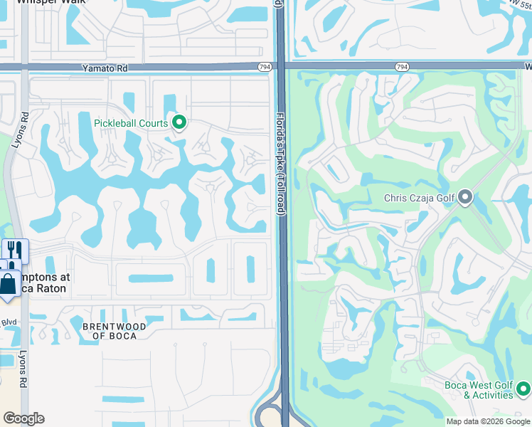 map of restaurants, bars, coffee shops, grocery stores, and more near 1046 Hythe A in Boca Raton