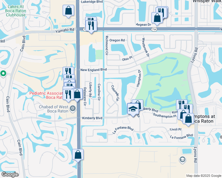 map of restaurants, bars, coffee shops, grocery stores, and more near 19467 Colorado Circle in Boca Raton