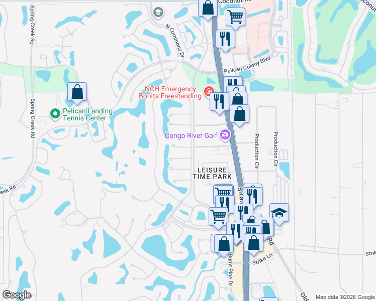map of restaurants, bars, coffee shops, grocery stores, and more near 3481 Wild Indigo Lane in Bonita Springs