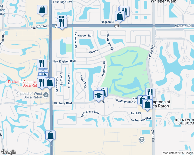 map of restaurants, bars, coffee shops, grocery stores, and more near 9554 Newport Road in Boca Raton