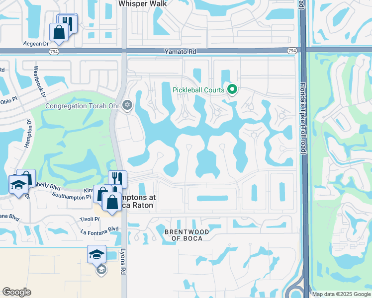 map of restaurants, bars, coffee shops, grocery stores, and more near 4076 Cornwall East in Boca Raton