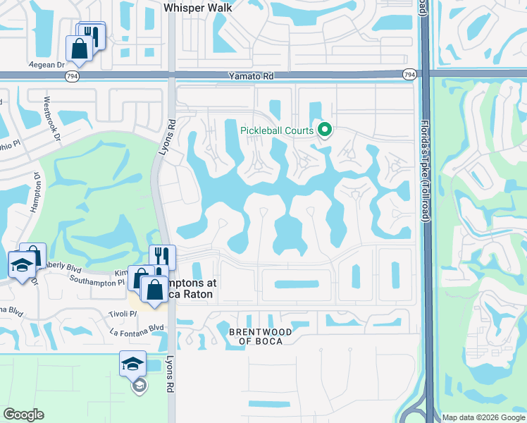 map of restaurants, bars, coffee shops, grocery stores, and more near 4076 Cornwall East in Boca Raton