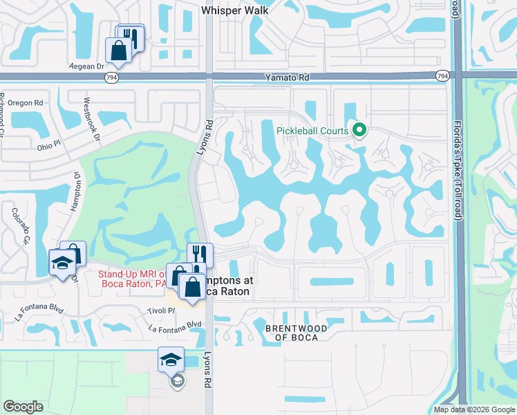 map of restaurants, bars, coffee shops, grocery stores, and more near 2056 Ainslie Drive in Boca Raton