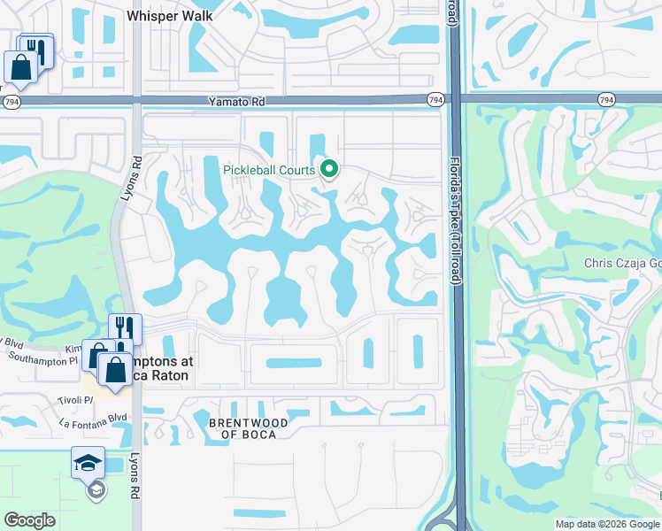 map of restaurants, bars, coffee shops, grocery stores, and more near 1054 Guildford C in Boca Raton