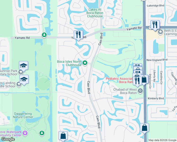 map of restaurants, bars, coffee shops, grocery stores, and more near 19376 Preserve Drive in Boca Raton