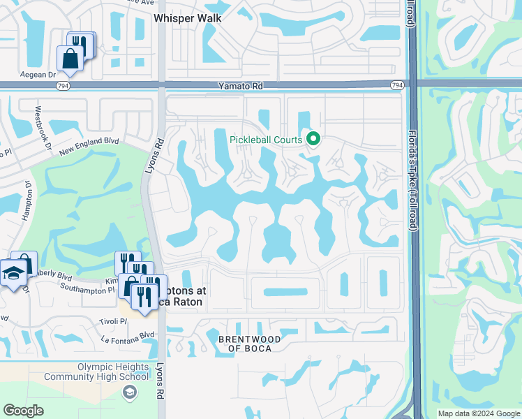 map of restaurants, bars, coffee shops, grocery stores, and more near 2052 Wolverton C in Boca Raton