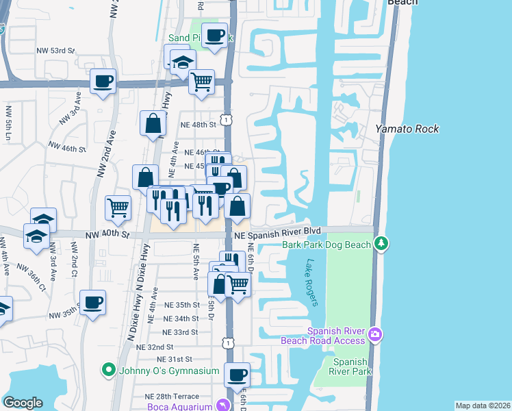 map of restaurants, bars, coffee shops, grocery stores, and more near 4200 Sanctuary Lane in Boca Raton