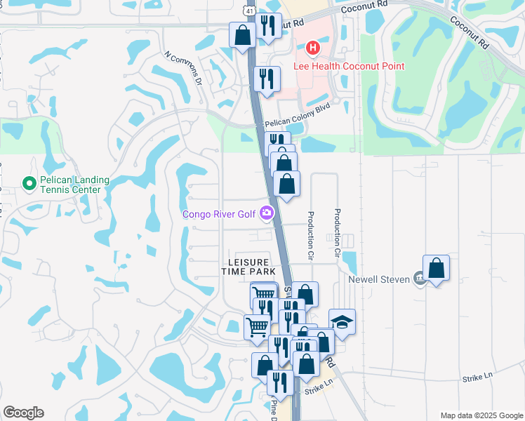 map of restaurants, bars, coffee shops, grocery stores, and more near 3333 Renaissance Boulevard in Bonita Springs