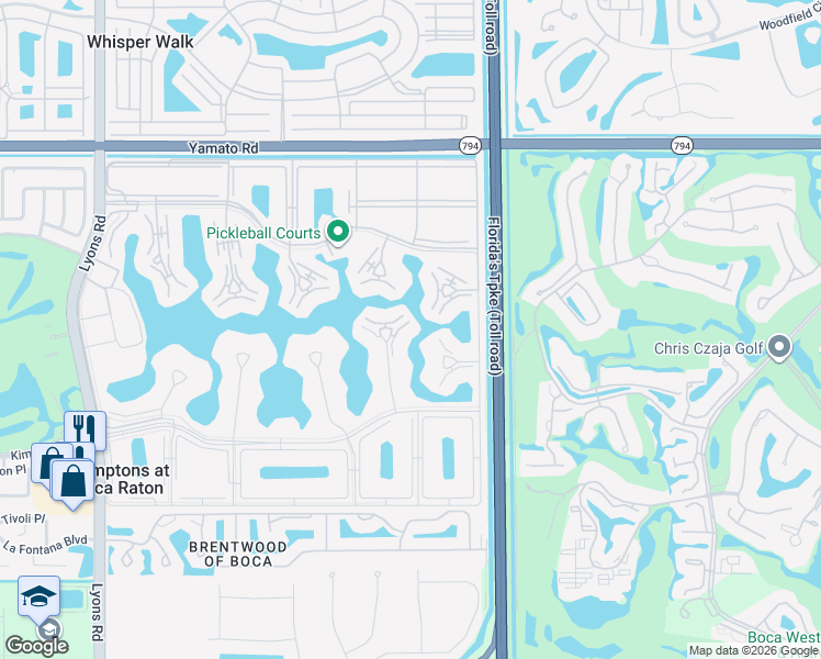 map of restaurants, bars, coffee shops, grocery stores, and more near 2066 Guildford East in Boca Raton