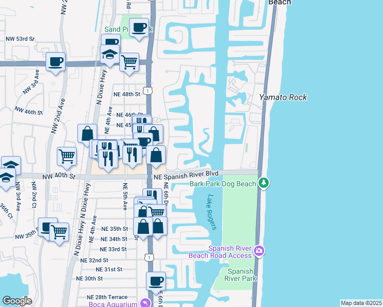map of restaurants, bars, coffee shops, grocery stores, and more near 4080 Ibis Point Circle in Boca Raton