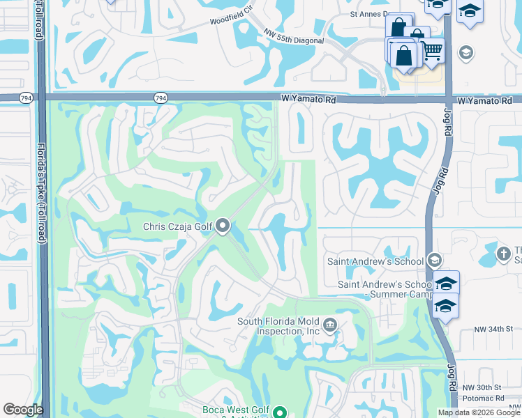 map of restaurants, bars, coffee shops, grocery stores, and more near 19710 Sawgrass Drive in Boca Raton