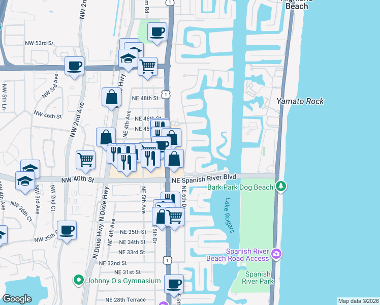 map of restaurants, bars, coffee shops, grocery stores, and more near 4200 Sanctuary Lane in Boca Raton