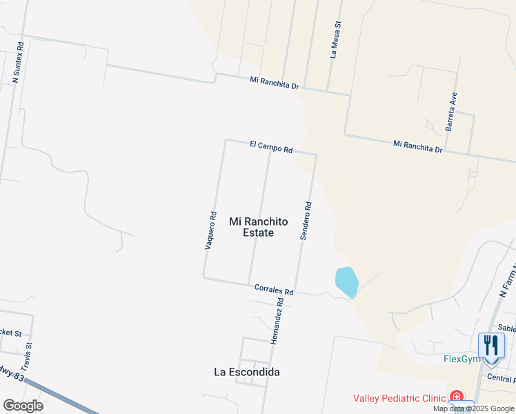 map of restaurants, bars, coffee shops, grocery stores, and more near 313 Papalote Road in Rio Grande City