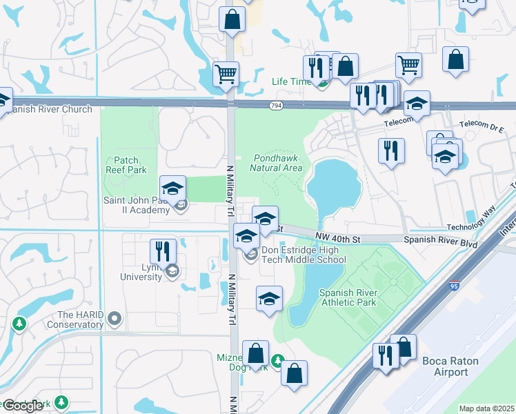 map of restaurants, bars, coffee shops, grocery stores, and more near 4080 Northwest 17th Avenue in Boca Raton