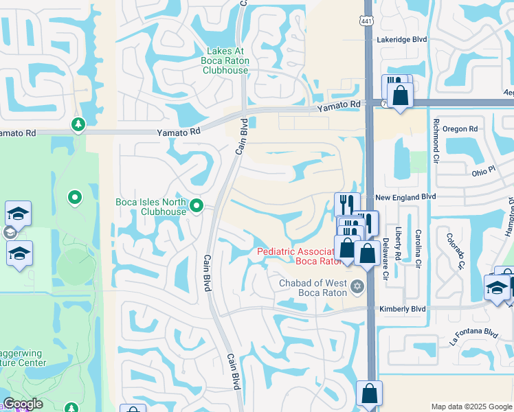 map of restaurants, bars, coffee shops, grocery stores, and more near 10122 Canoe Brook Circle in Boca Raton