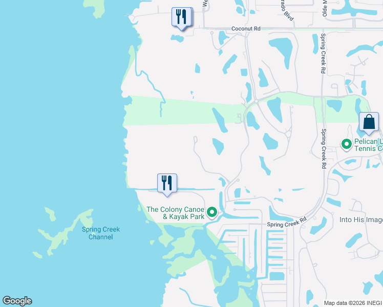 map of restaurants, bars, coffee shops, grocery stores, and more near 24021 Via Castella Drive in Bonita Springs