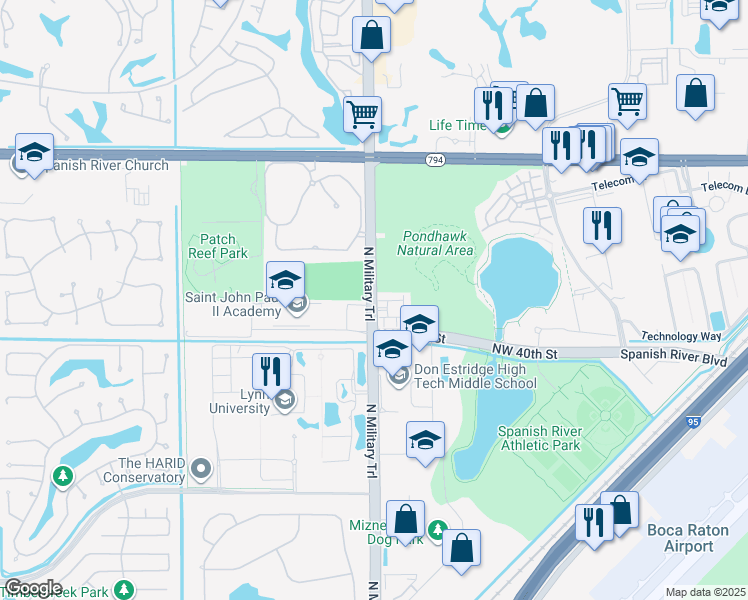 map of restaurants, bars, coffee shops, grocery stores, and more near 4200 North Military Trail in Boca Raton