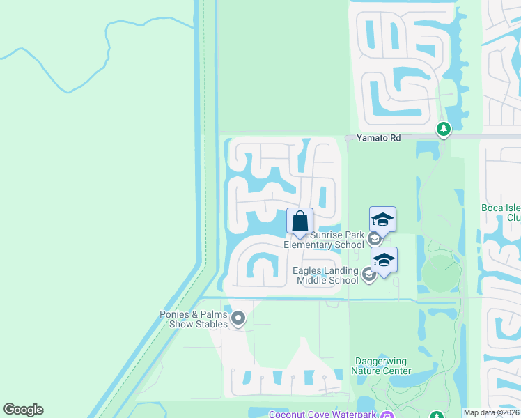 map of restaurants, bars, coffee shops, grocery stores, and more near 19243 South Creekshore Court in Boca Raton