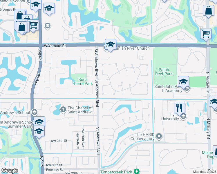 map of restaurants, bars, coffee shops, grocery stores, and more near 2485 Northwest 41st Street in Boca Raton
