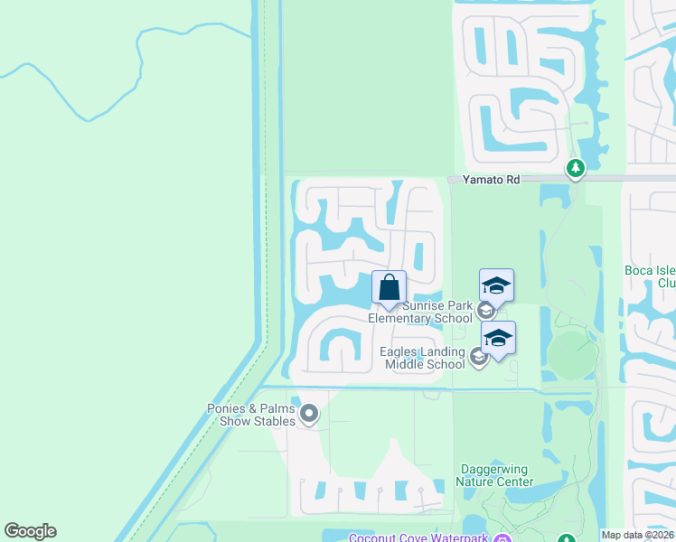 map of restaurants, bars, coffee shops, grocery stores, and more near 19251 South Creekshore Court in Boca Raton