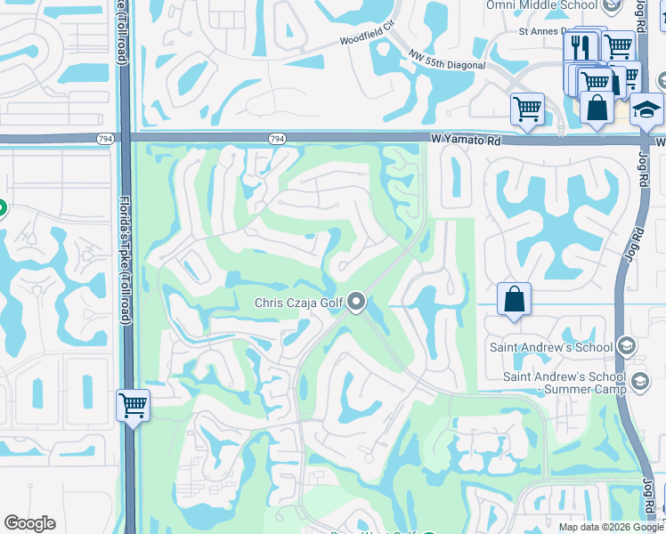 map of restaurants, bars, coffee shops, grocery stores, and more near 19730 Bay Cove Drive in Boca Raton
